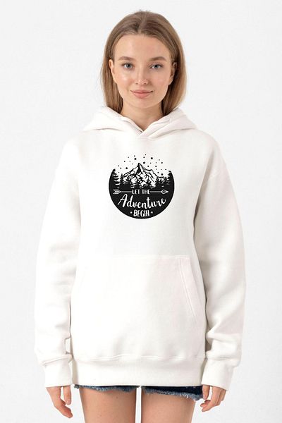 Tshirthane Let The Adventure Begin White Women's 3ip Hooded Sweatshirt