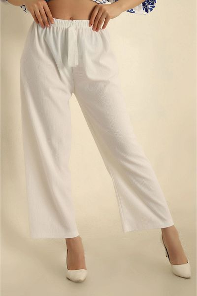 MSA Giyim Women's Elastic Waist Wrapped Palazzo Trousers