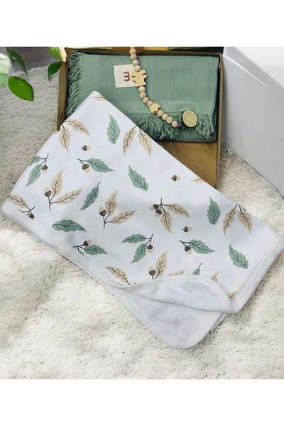 Minisse Muslin and Cotton Blanket - Self-Fringed, Pacifier Strap Gift