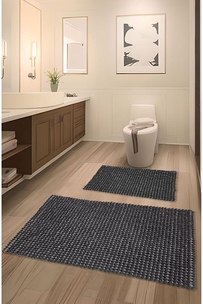 FeelHome Pamukkale Soft, Super Absorbent 2 τεμαχίων 100% βαμβακερό Ultra Luxury Σετ πατάκι μπάνιου Anthracite