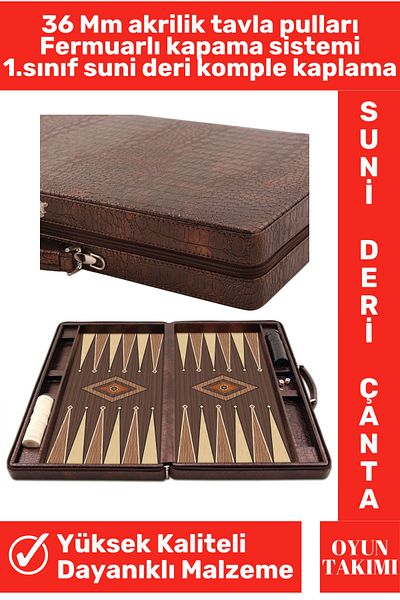 Wintoup High Quality Premium Faux Leather Finish - Acrylic Small Size Backgammon Set with Zipper and Sequin