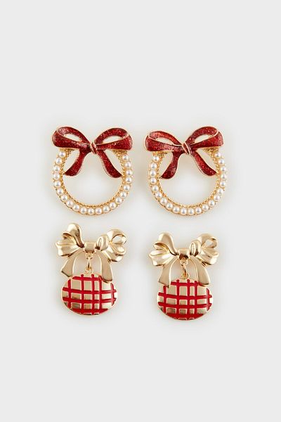 DeFacto New Year's Themed Women's Gold Earrings Set of 2 - E3883Axns