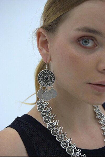 OneArjethnic Gümüş kaplama tura detay küpe