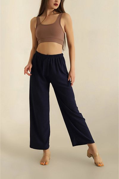 MSA Giyim Women's Elastic Waist Wrapped Palazzo Trousers