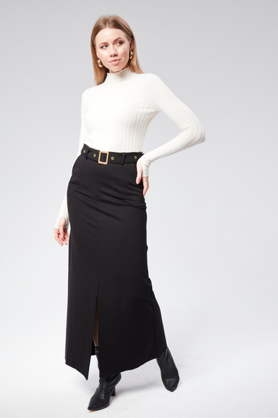 VıoShıne Kadın Çelik Yırtmaçlı Kemerli Etek