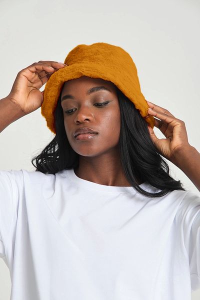 robanu Mustard Fisherman Bucket - Plush Bucket Hat