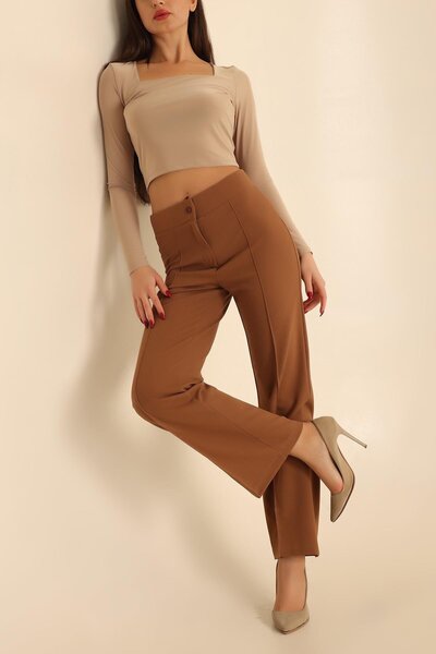 VıoShıne Pantaloni de damă cu talie înaltă - picior evazat cu iarbă