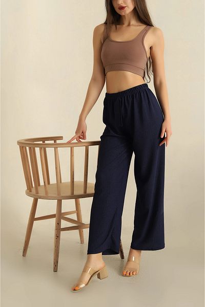 MSA Giyim Women's Elastic Waist Wrapped Palazzo Trousers