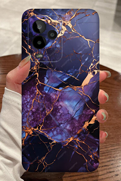 General Mobile GM 24 Pro Mor Mermer Desenli Kamera Korumalı HD Baskılı Siliko...