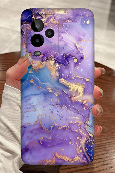 General Mobile GM 24 Pro Lila Mermer Desenli Kamera Korumalı HD Baskılı Silik...