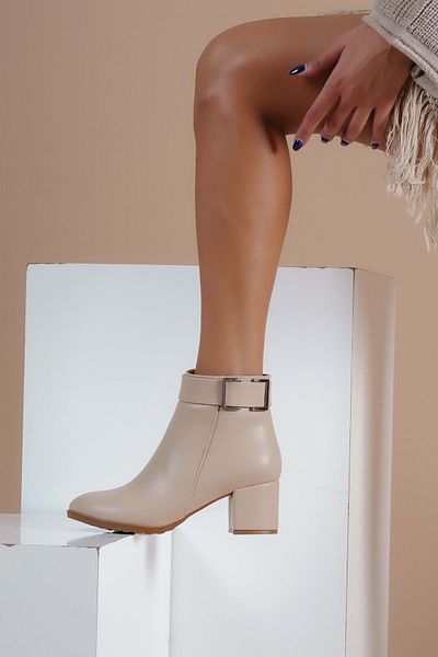 KCMN Feles Buckle Classic Γυναικείες Μπότες Μπεζ
