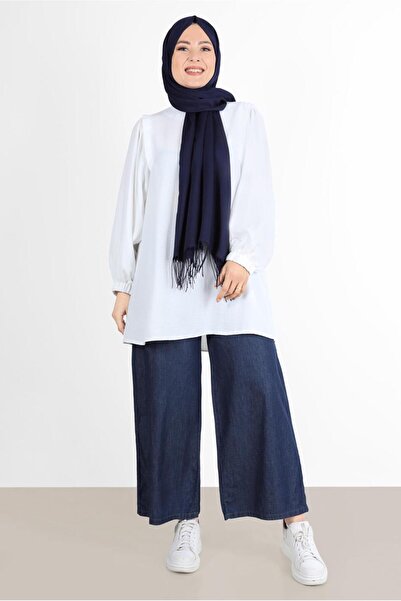 TRENDTESETTÜR Women's Dark Blue (Dark Blue) Wide Leg Denim Pants 1205