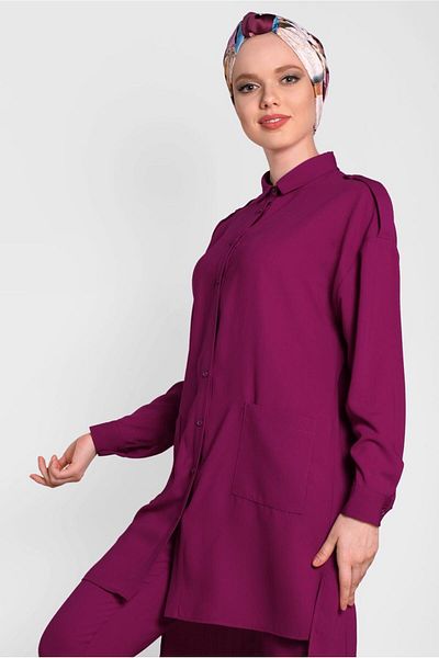 TRENDTESETTÜR Purple Bougainvillea Women &Apos; S Set - Two Pants with Buttons and Pocket Detail t 4322