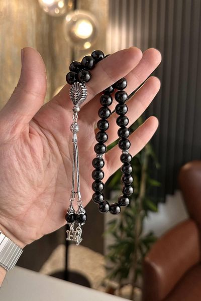 dergah tesbih تصميم حروف مسبحة حجرية فضية