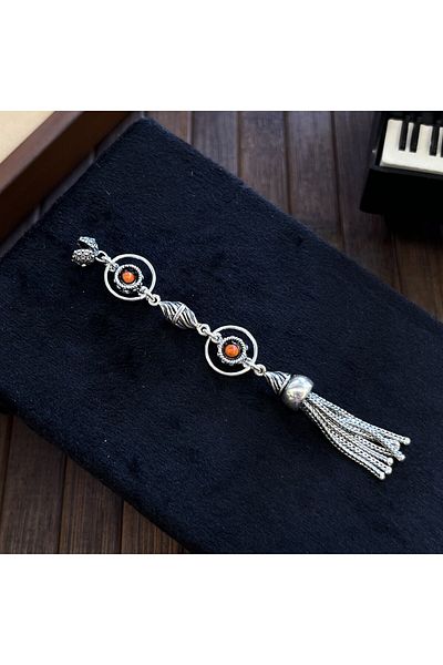 dergah tesbih Chakra Series Orange Silver Tassel