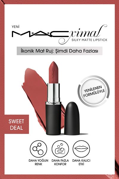 M.A.C M·a·cxımal Silky Matte Lipstick - Intensive Color, Moisturizing Effect, Providing Lipstick - Sweet Deal
