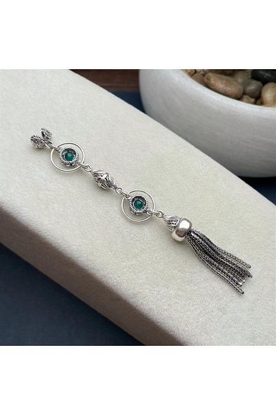 dergah tesbih Chakra Series Green Silver Tassel