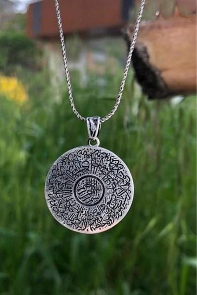 dergah tesbih Ayetel Kursi Silver Necklace
