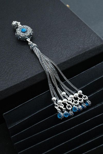 dergah tesbih Ottoman Motif Enameled Silver Tassel