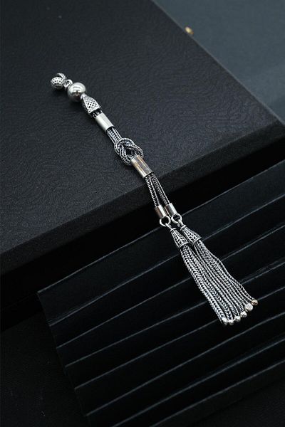dergah tesbih Silver Shams Knot Tassel