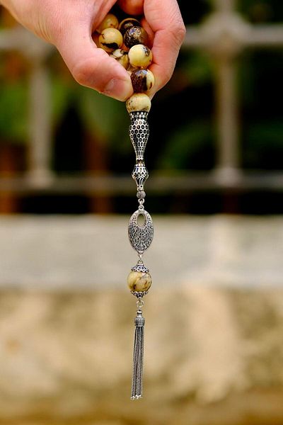 dergah tesbih Special Design Antique Fossil - Imame Mascot Rock Drop Amber