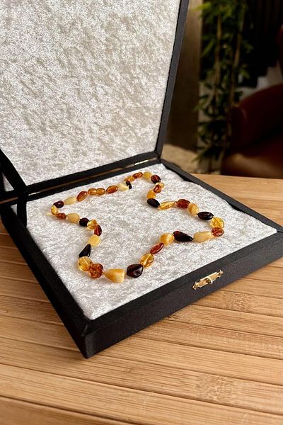 dergah tesbih Mixed Color Natural Drop Amber Necklace