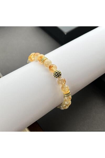 dergah tesbih Diamond Serisi Orjinal Sitrin Taşı Bileklik