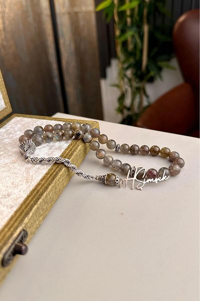 dergah tesbih Labradorite Natural Stone Silver Design Rosary