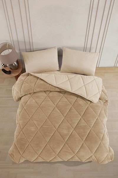 Adelya Lux Brown Double Sided Wellsoft Quilt - 215X235 cm