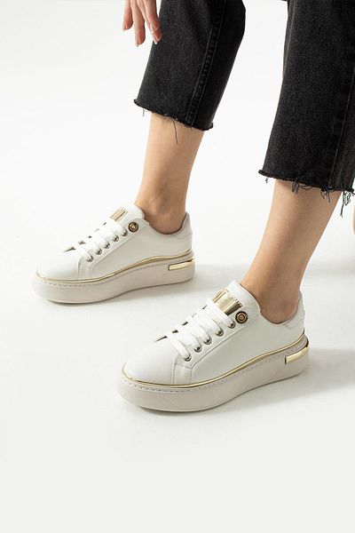 PARİS Pantofi sport albi de damă cu design simplu și elegant