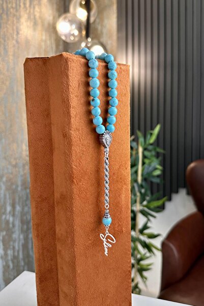 dergah tesbih Firuze Doğal Taş Gümüş Tasarım Tesbih ( Kişiye Özel )