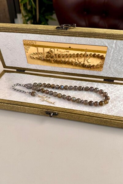 dergah tesbih Labradorit Doğal Taş Gümüş Tasarım Tesbih