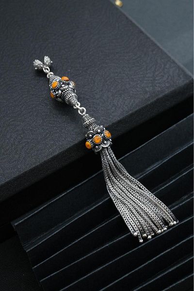 dergah tesbih Intense Silver Gold Embroidered Tassel