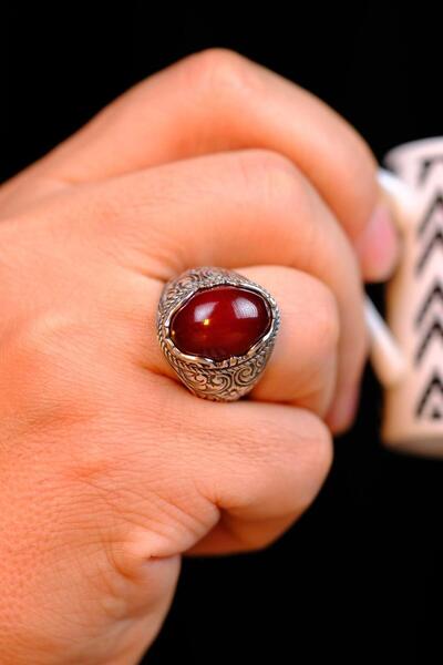 dergah tesbih Osmanlı Sıkma Kehribar Koleksiyonluk Gümüş Yüzük Usta El işçiliği (İskender)