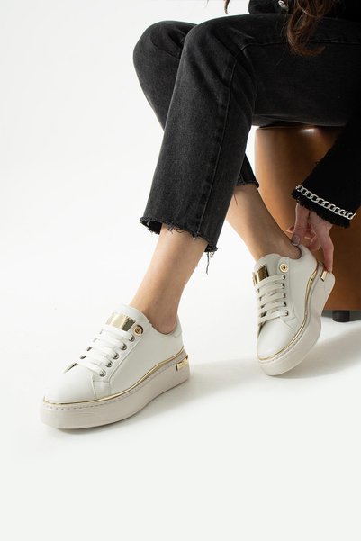 PARİS Women's White Simple and Stylish Design Sneakers