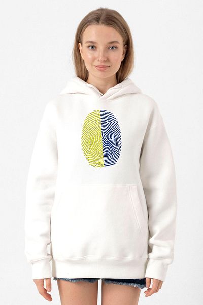 Tshirthane Yellow Navy Blue Fingerprint White Women's 3Ip Hooded Sweatshirt