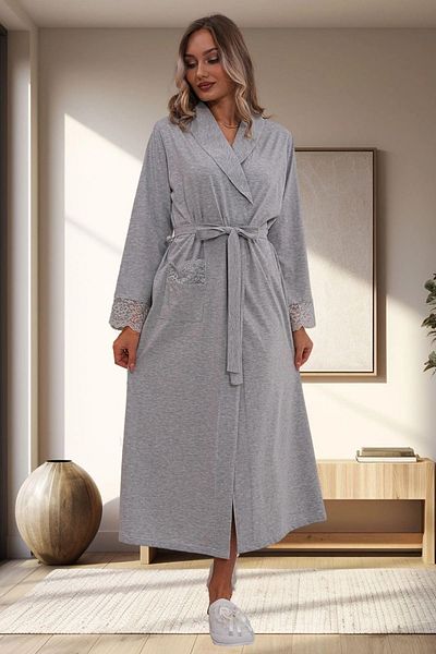 Mecit Pijama Γυναικείο μακρυμάνικο φόρεμα με λεπτομέρεια Guipure 75% βαμβάκι, 25% βισκόζη