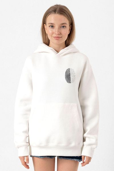 Tshirthane Black White Fingerprint White Women's 3Ip Hooded Sweatshirt