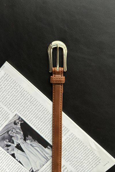 LEONAS Oval Pattern Buckle Women's Belt Brown