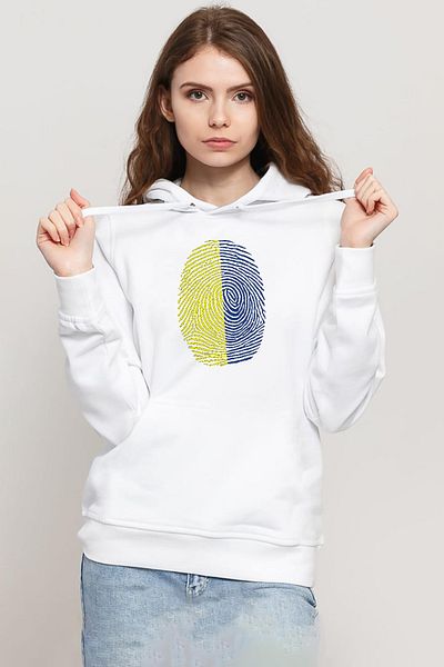 Tshirthane Yellow Navy Blue Fingerprint White Women's 3Ip Hooded Sweatshirt