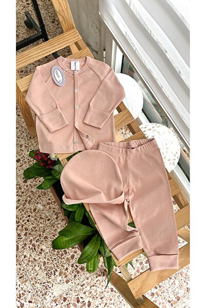 Happy Moon Bebek Giyim Kız Bebek Üçlü Hastane Çıkışı Zıbın Body Üst Alt Şapka...