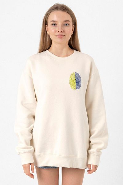 Tshirthane Yellow Navy Blue Fingerprint Ecru Women's 2Ip Sweatshirt