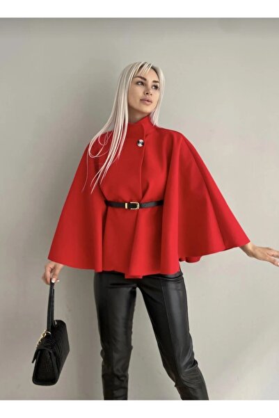 Raspino KADIN KAŞE KUMAŞ KEMERLİ PANÇO