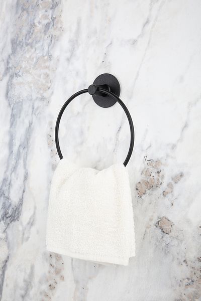 MultiStore Black Round Adhesive Ring Towel Holder/Wc Toilet Roll Holder/Bathroom Hanger Bathroom Organizer Set