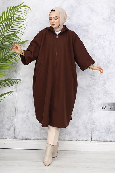 ASİLNUR Brown Stamp Poncho