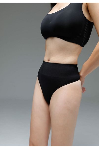 MİSTİRİK Montela Model Talie Înaltă Belly Recovery String Model Chiloți Culoare Neagră