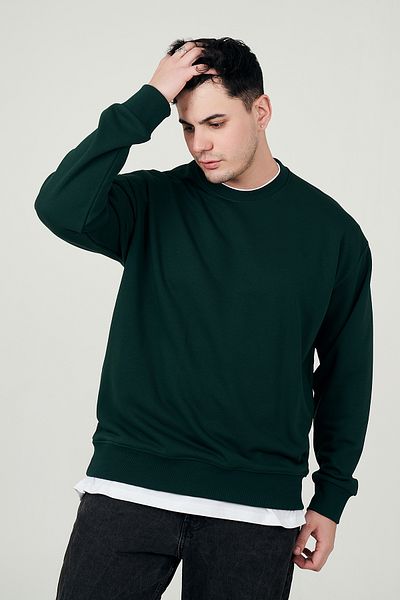 MBEY1989 Ежедневен тънък суитшърт с кръгло деколте MBEY