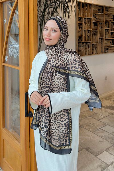 lamelif.com Βαμβακερό σάλι με λεοπάρ