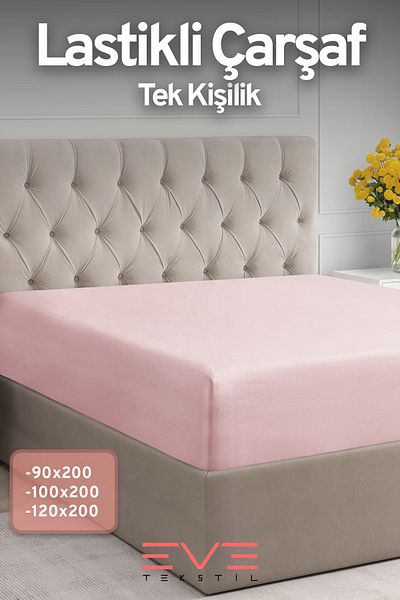 Eve Tekstil 100% Natural Cotton Single Rainforce Fabric Elastic Sheet and Pillowcase Set