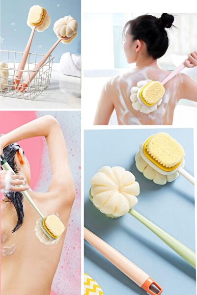 Buffer ®   Perie pentru spate pentru corp de baie, cu mâner lung, cu două fețe, 2 în 1 - Lufa